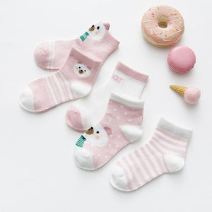 5Pairs/lot 0-2Y Infant Baby Socks - Girly Wavy