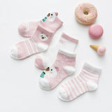 5Pairs/lot 0-2Y Infant Baby Socks - Girly Wavy