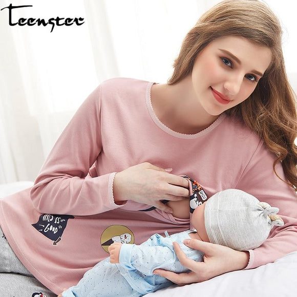 Teenster Maternity Clothes Long sleeve Undershirts for Pregnant - Girly Wavy