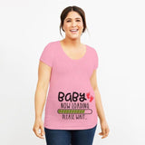 Women Pregnancy Clothes Baby Now Loading T Shirt - Girly Wavy