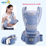 Ergonomic Baby Carrier Infant Baby Hipseat Carrier Front Facing Kangaroo - Girly Wavy