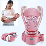 Ergonomic Baby Carrier Infant Baby Hipseat Carrier Front Facing Kangaroo - Girly Wavy