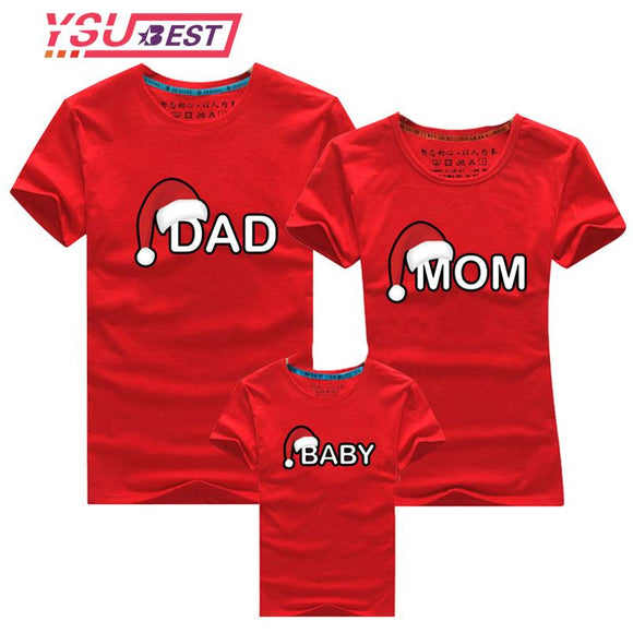 Dad Mom Baby Christmas T-Shirt Clothing for Family - Girly Wavy