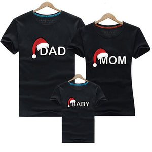 Dad Mom Baby Christmas T-Shirt Clothing for Family - Girly Wavy