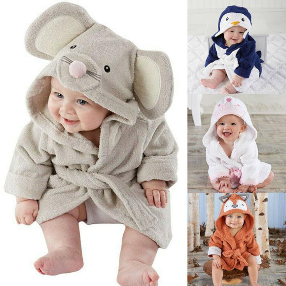 Lovely Baby Girls Cartoon Hooded Bathrobe - Girly Wavy