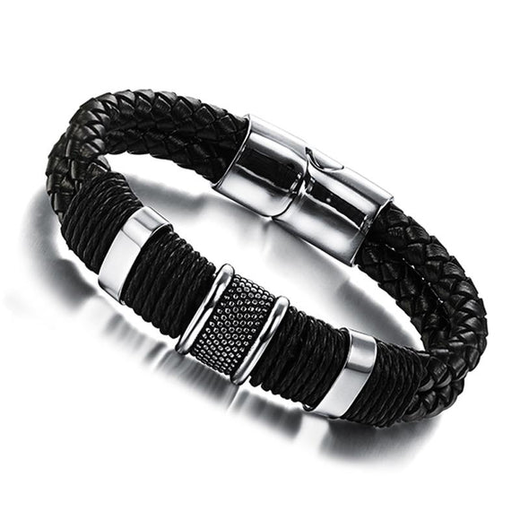 Wide Mens weave Chain Stainless Steel Men Bracelet Wristband For Men Classic Bracelet Men Bangle Jewelry - Girly Wavy