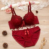 lingerie set thin embroidery push up bra set - Girly Wavy